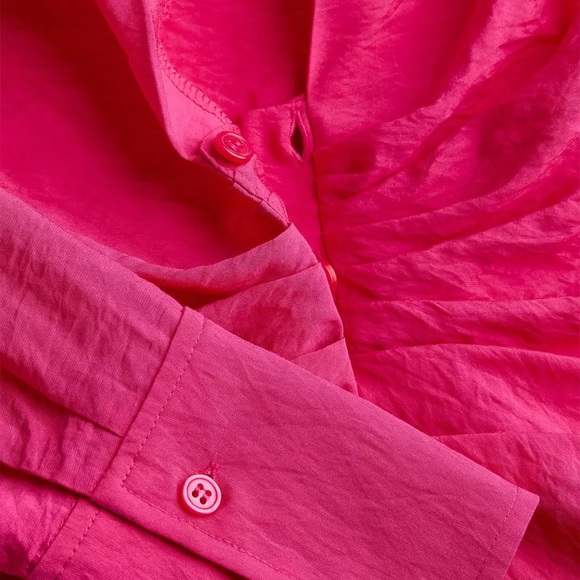 H&M Pink Ruched Long Sleeve Crop Top - Picture 6 of 10